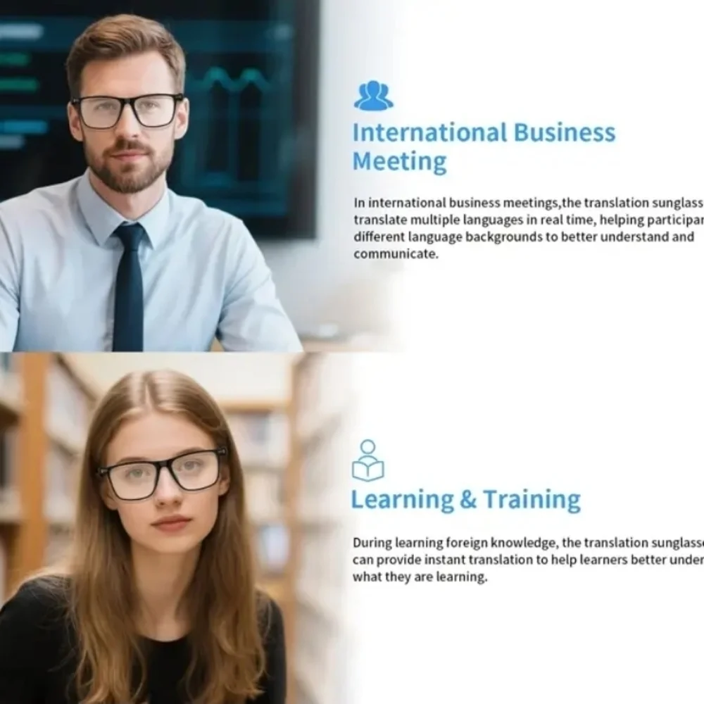 AI Translation Smart Glasses - Black